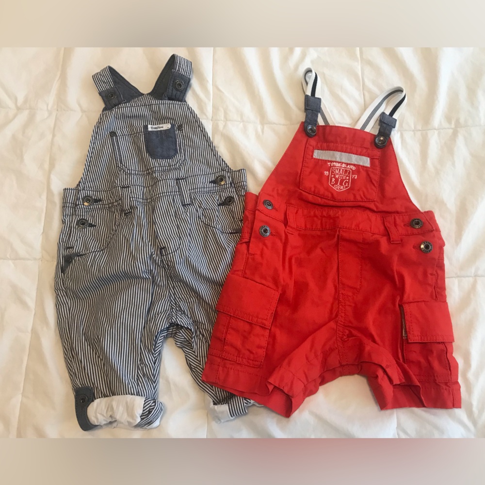 Darling Set of Two Timberland Overalls for Baby Size 6M